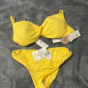 Becca Yellow Bikini Set Bottom M Top D-Cup
